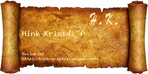 Hink Kristóf névjegykártya